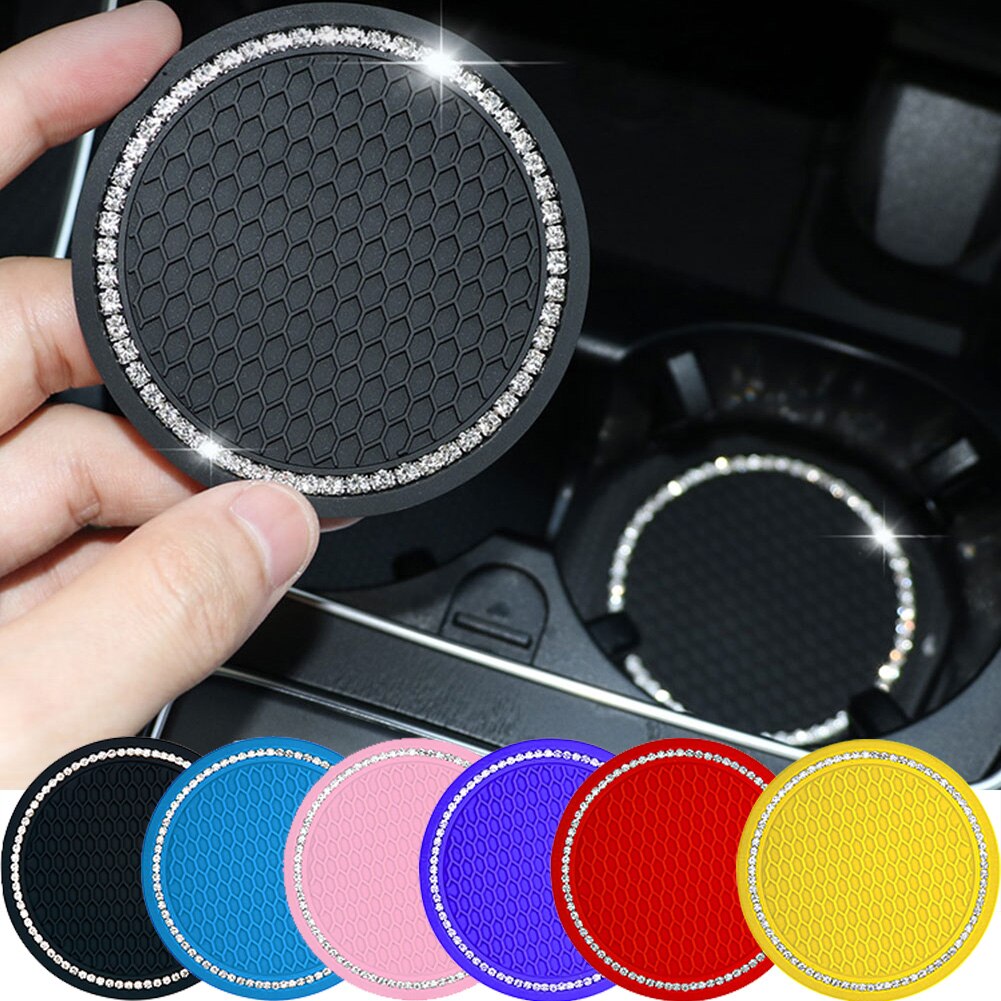Car Non-slip Water Cup Pad Diamond Rhinestone Bling Decoration Auto Interior Cup Bottle Anti-skid Rubber Mat Car Accessories Car Non-slip Water Cup Pad Diamond Rhinestone Bling Decoration Auto Interior Cup Bottle Anti-skid Rubber Mat Car Accessories